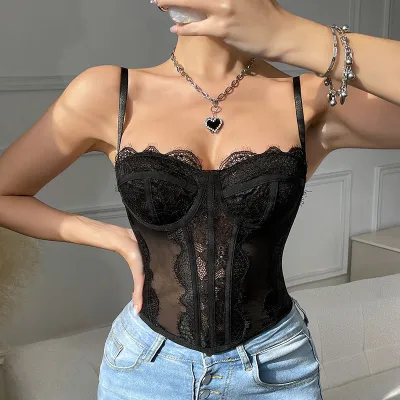 Women Sexy Lace Corset Camisole Tank Top