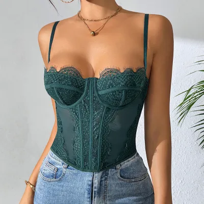 Women Sexy Lace Corset Camisole Tank Top