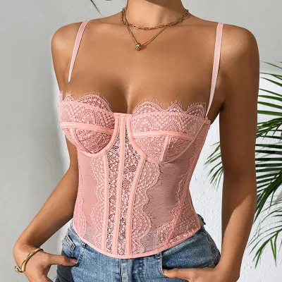 Women Sexy Lace Corset Camisole Tank Top