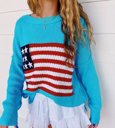 Women's Casual Street Hipster Star Stripe Long-Sleeve Sweater for Party Festivals