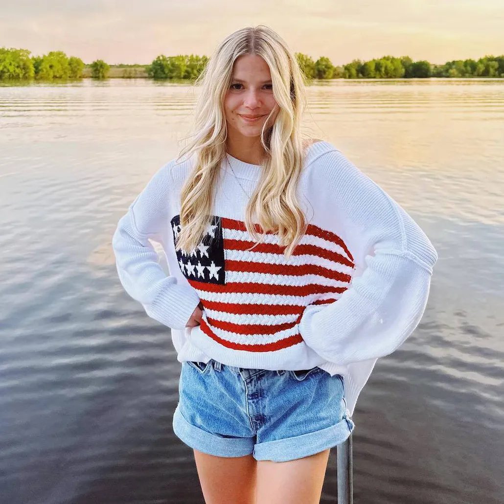 Women's Casual Street Hipster Star Stripe Long-Sleeve Sweater for Party Festivals