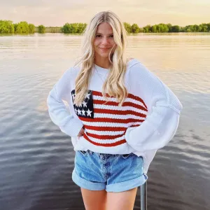 Women's Casual Street Hipster Star Stripe Long-Sleeve Sweater for Party Festivals