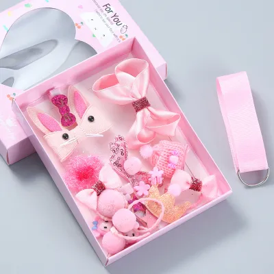 Children Fashion Hair Accessories 18 Piece Set - Cartoon Duckbill Clips Cloth Fresh Sweet