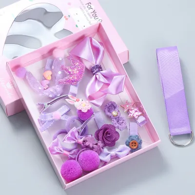 Children Fashion Hair Accessories 18 Piece Set - Cartoon Duckbill Clips Cloth Fresh Sweet