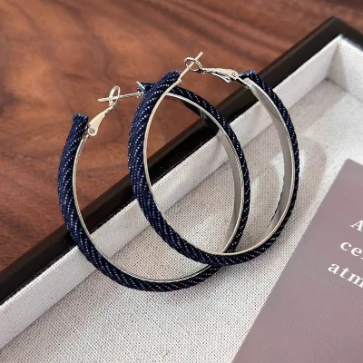 Fashion Simple Denim Circle Earrings