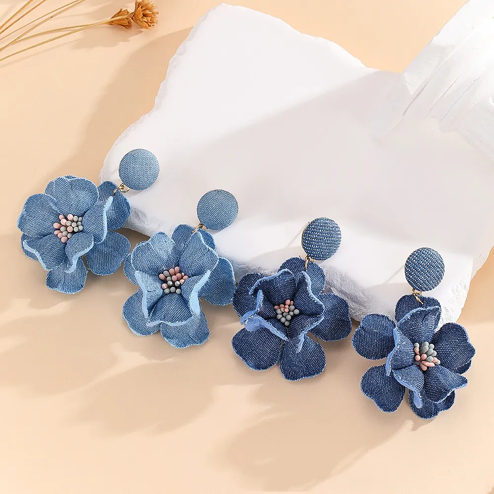 Personalized Fashion Denim Rose Earrings