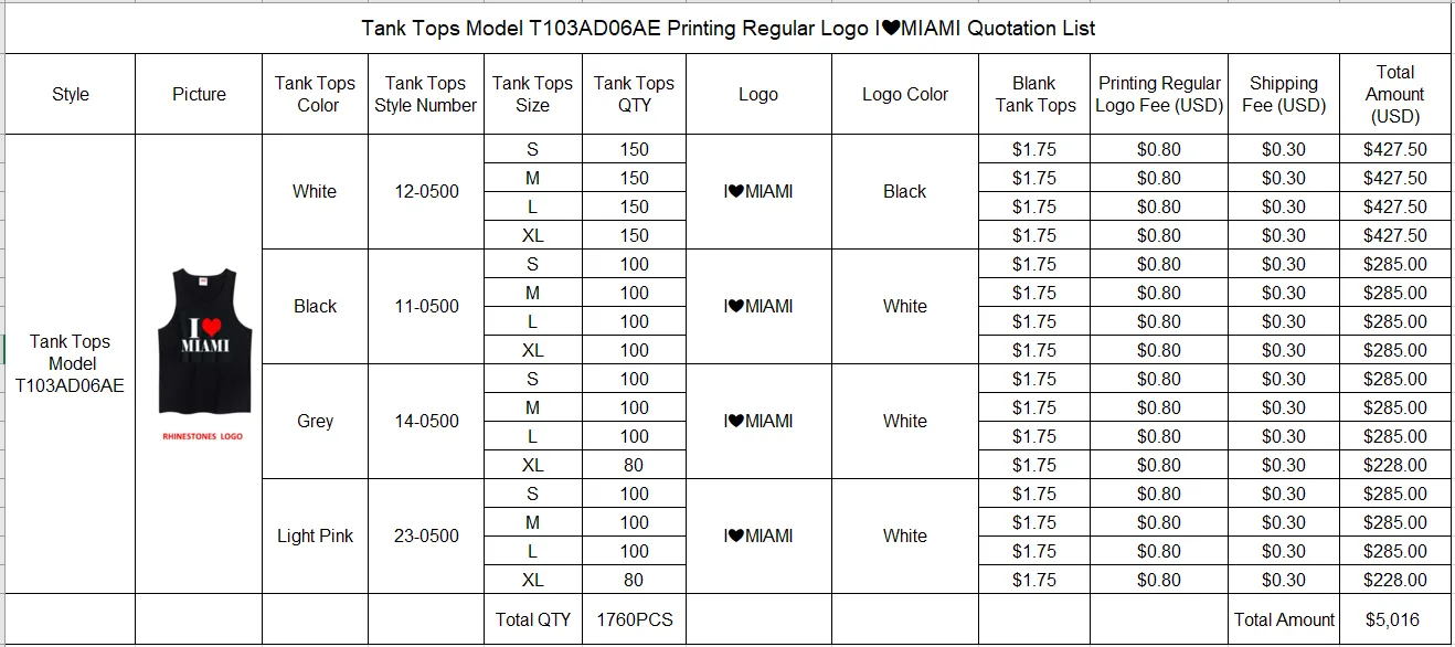 Tank Tops Style With Printing Regular Logo Fee