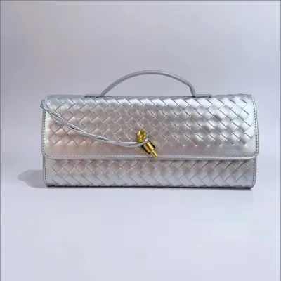Women Fashion Casual Solid Color Woven PU Handbag Single Shoulder Strap
