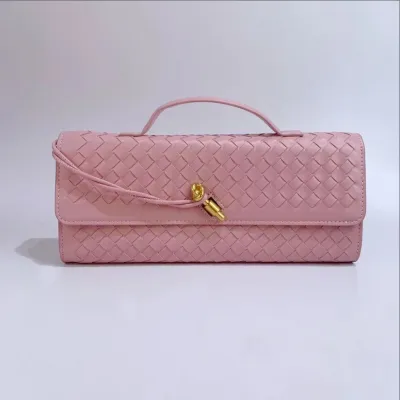 Women Fashion Casual Solid Color Woven PU Handbag Single Shoulder Strap