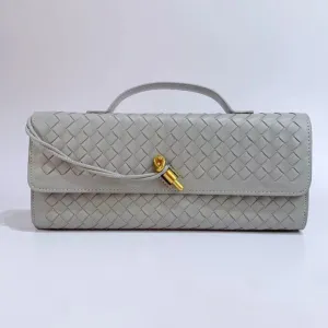 Women Fashion Casual Solid Color Woven PU Handbag Single Shoulder Strap