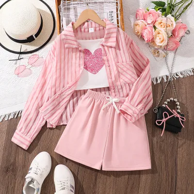 Wholesale Kids Toddler Girls Casual Cute Print Short Sleeve Top Trousers Sets