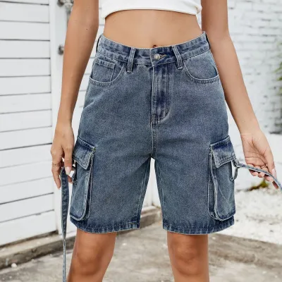 Women Summer Street Denim Overalls Shorts