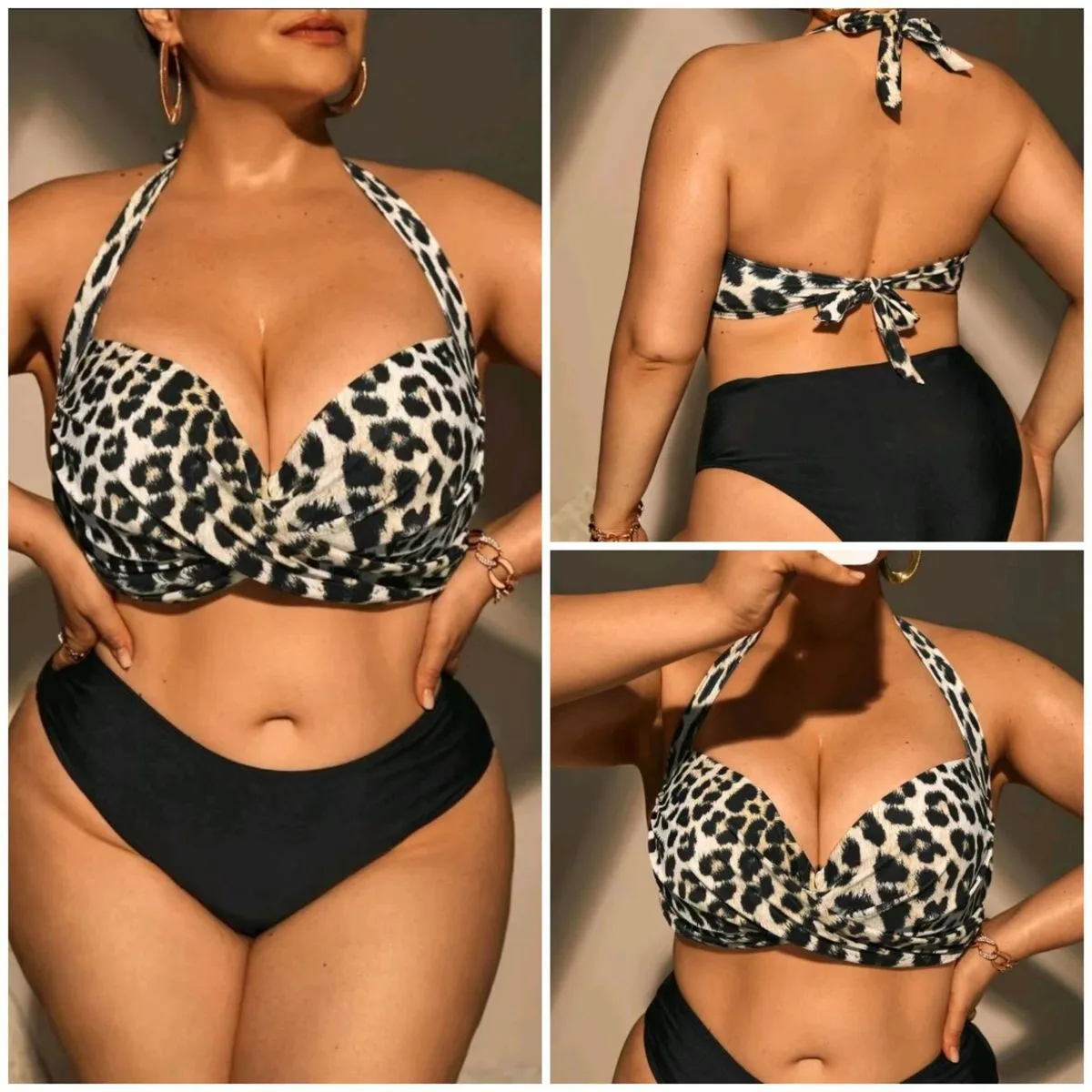Plus Size Women Sexy Leopard Print Tankini