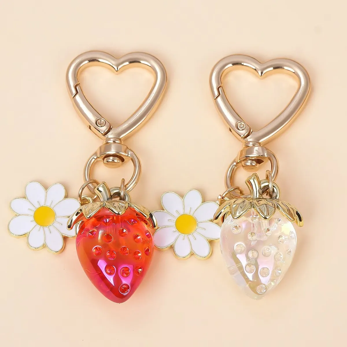 Cute Personality Strawberry Heart-Shaped Key Chain Fruit Bag Pendant
