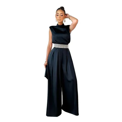 Women Fashion Solid Color Wide Leg Jumpsuits