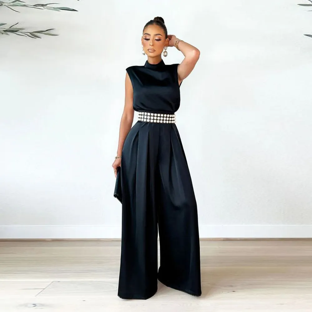 Women Fashion Solid Color Wide Leg Jumpsuits