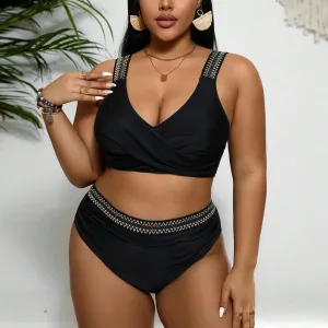 Women Fashion Sexy Plus Size Sequin Tankini Swimsuit