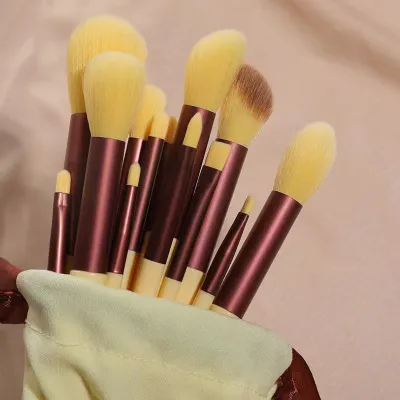 Professional 13 Pieces Makeup Brush Set Super Soft Fiber Portable Bagged Beauty Tools