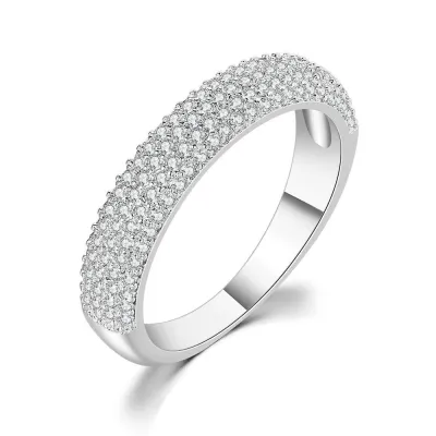 Women's Five Rows Zircon Ring Simple Fashion Copper Geometric