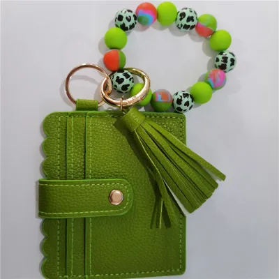 Fashion Silicone Bead Tassel PU Leather Wallet