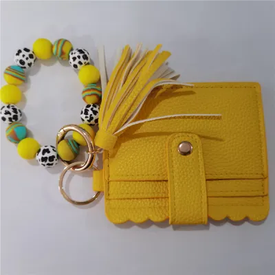 Fashion Silicone Bead Tassel PU Leather Wallet