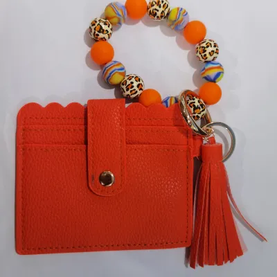 Fashion Silicone Bead Tassel PU Leather Wallet