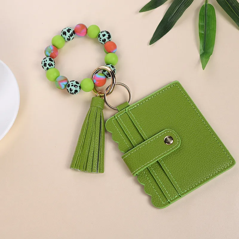 Fashion Silicone Bead Tassel PU Leather Wallet