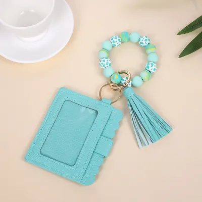Fashion Silicone Bead Tassel PU Leather Wallet