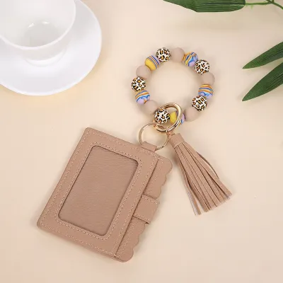 Fashion Silicone Bead Tassel PU Leather Wallet
