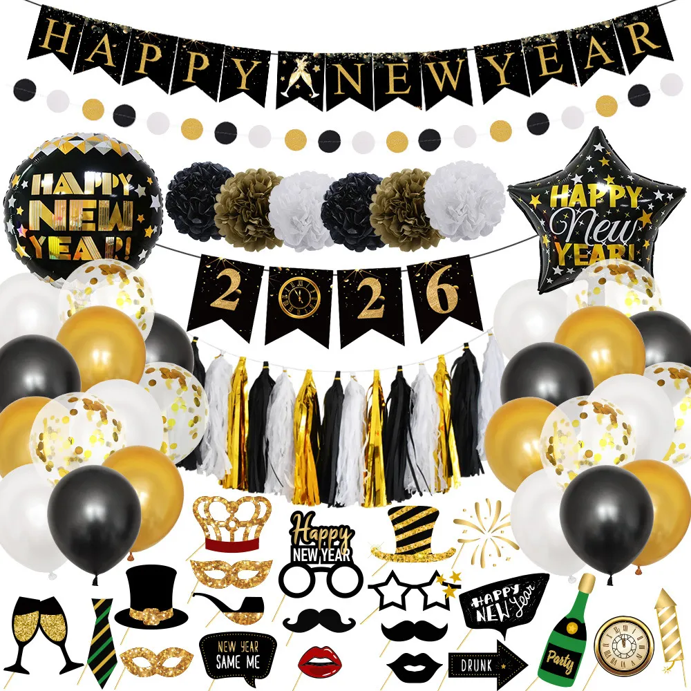 New Balloon New Year'S Eve Decoration Balloons Suit 2026 Flag New Year'S Day New Year'S Day Photo Festival Party Decoration Balloon