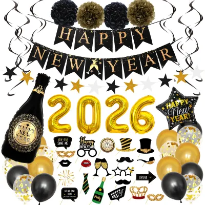 2026 New Happy Flag Latex Balloon Party Digital Balloons Decoration Supplies Photo Spiral Suit