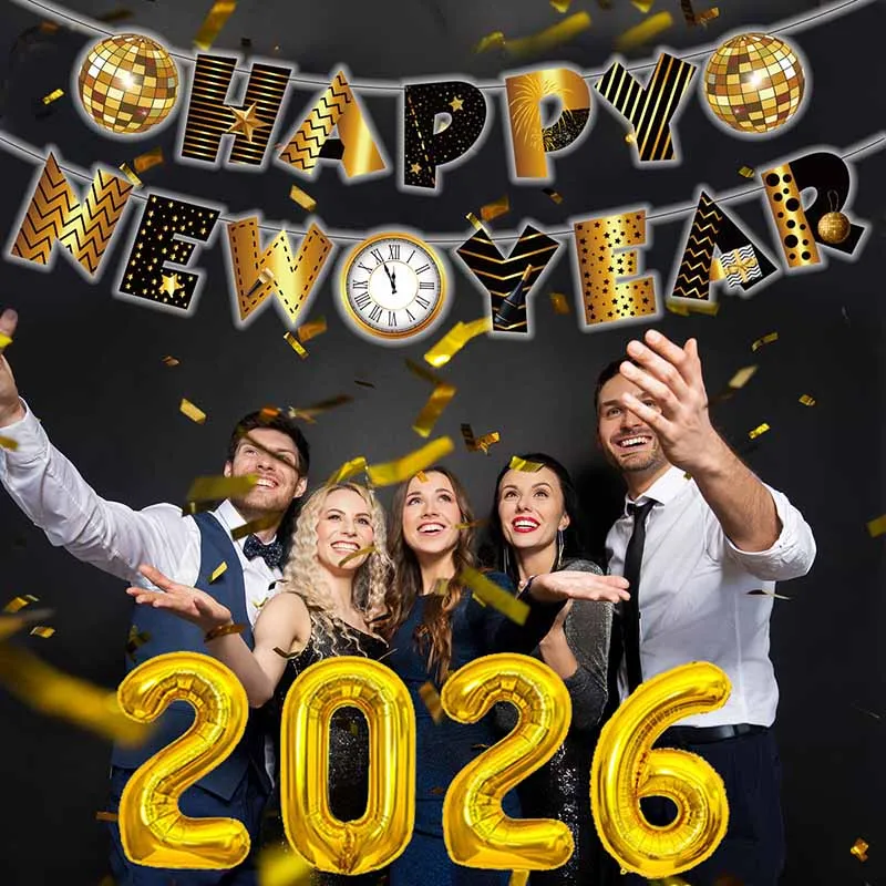 2026 New Happy Flag Latex Balloon Party Digital Balloons Decoration Supplies Photo Spiral Suit