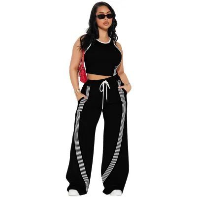 Women Athleisure Casual Tanks And Trousers Two-Piece Set