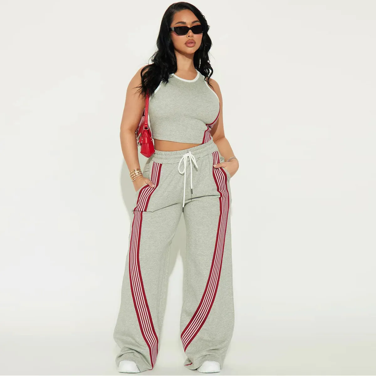 Women Athleisure Casual Tanks And Trousers Two-Piece Set