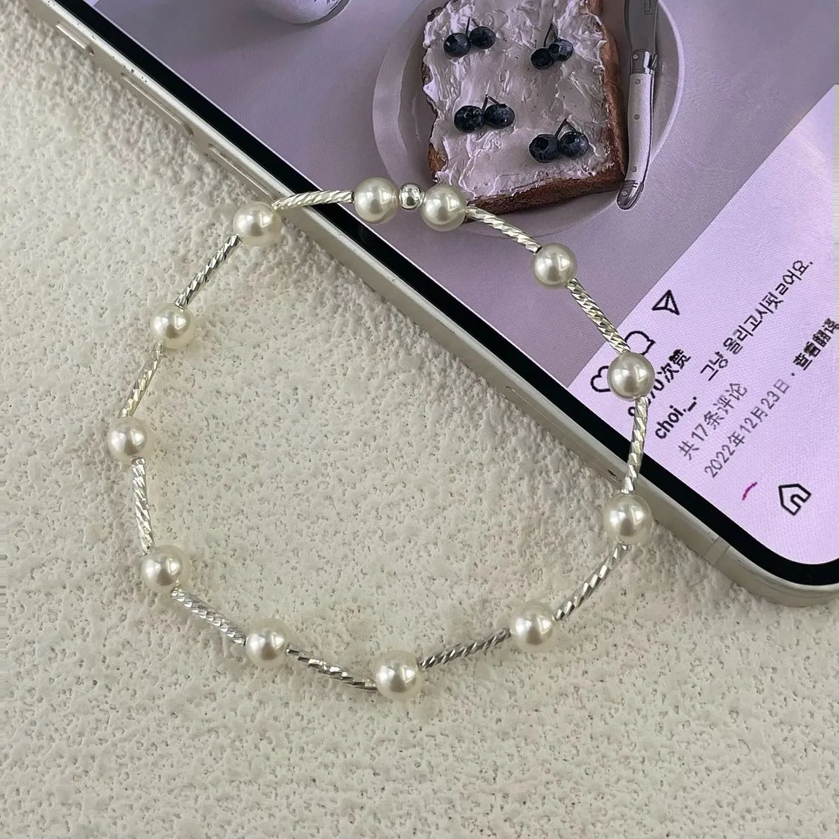 Women's Simple Imitation Pearl Heart S925 Sterling Silver Bracelet