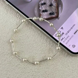 Women's Simple Imitation Pearl Heart S925 Sterling Silver Bracelet