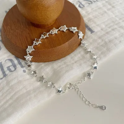 Fashion Five-Pointed Star 999 Sterling Silver Bracelet for Women