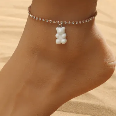 Fashion Multicolor Cartoon Bear Resin Anklet