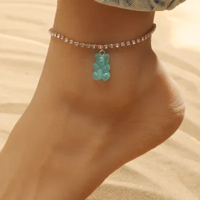 Fashion Multicolor Cartoon Bear Resin Anklet