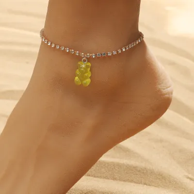 Fashion Multicolor Cartoon Bear Resin Anklet