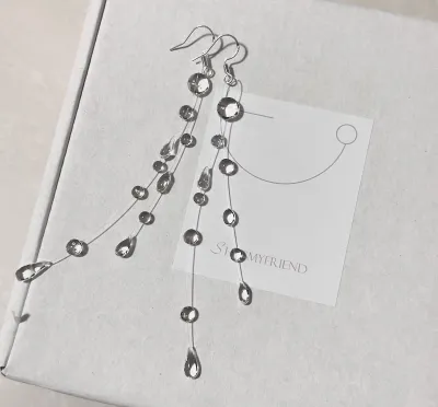 Simple Waterdrop Transparent Beads Tassel Earrings Necklace Set Fresh Natural Crystal