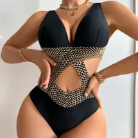 Summer Women Fashion Sexy Hollow Tight One-Piece Swimsuit