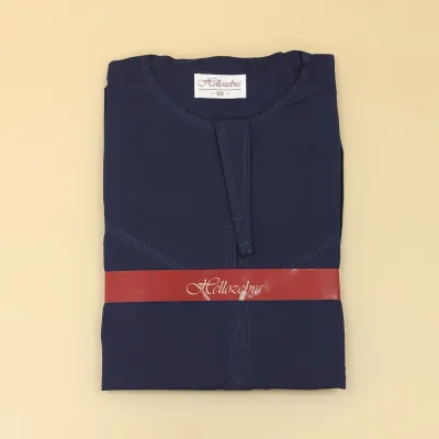 Men Robe Solid Color Pocket Design Round Neck Kaftan Dress