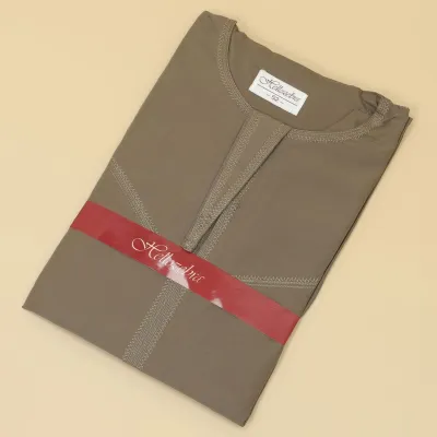 Men Robe Solid Color Pocket Design Round Neck Kaftan Dress