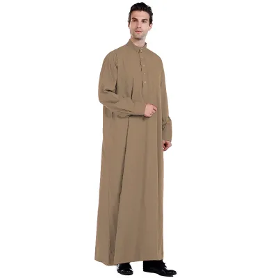 Men Classic Robe Solid Color Kaftan Dress