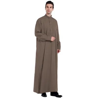 Men Classic Robe Solid Color Kaftan Dress