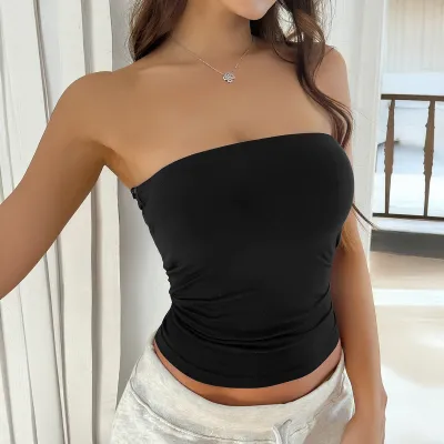 Women Fashion Sexy Solid Color Backless Tight Tube Top