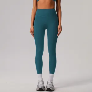 Women Yoga High Waist Sports Leggings Solid Color Nylon