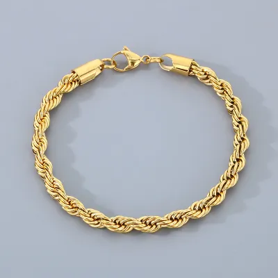 Men's Fashion Titanium Steel Twist Chain Bracelet Geometric Style
