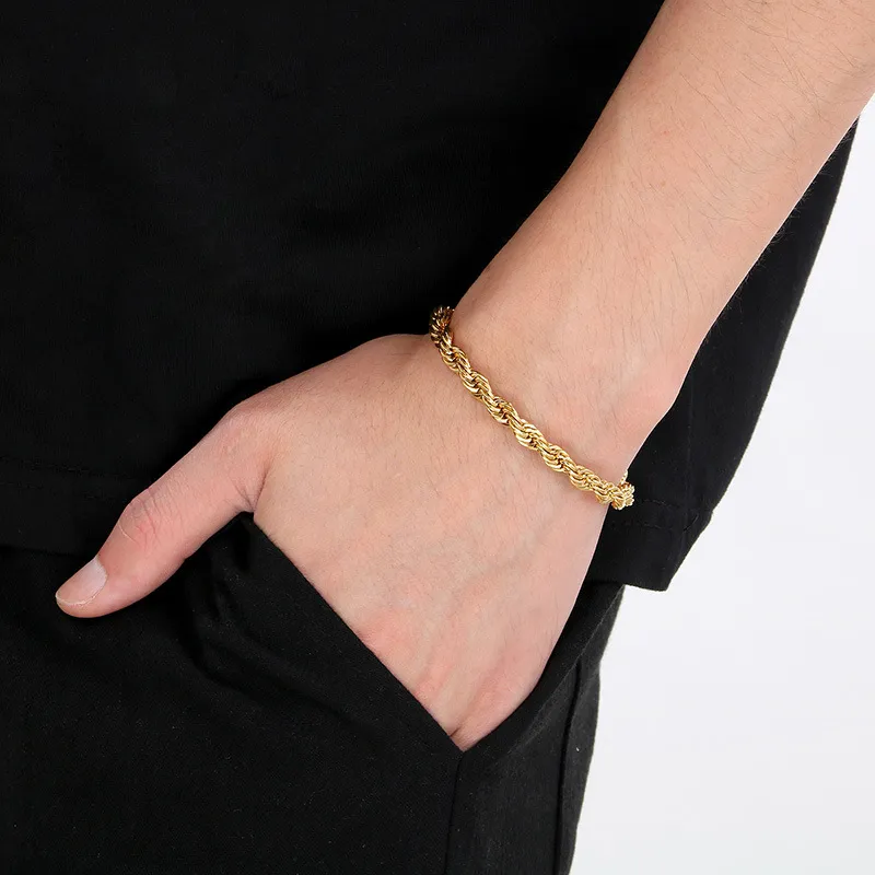 Men's Fashion Titanium Steel Twist Chain Bracelet Geometric Style